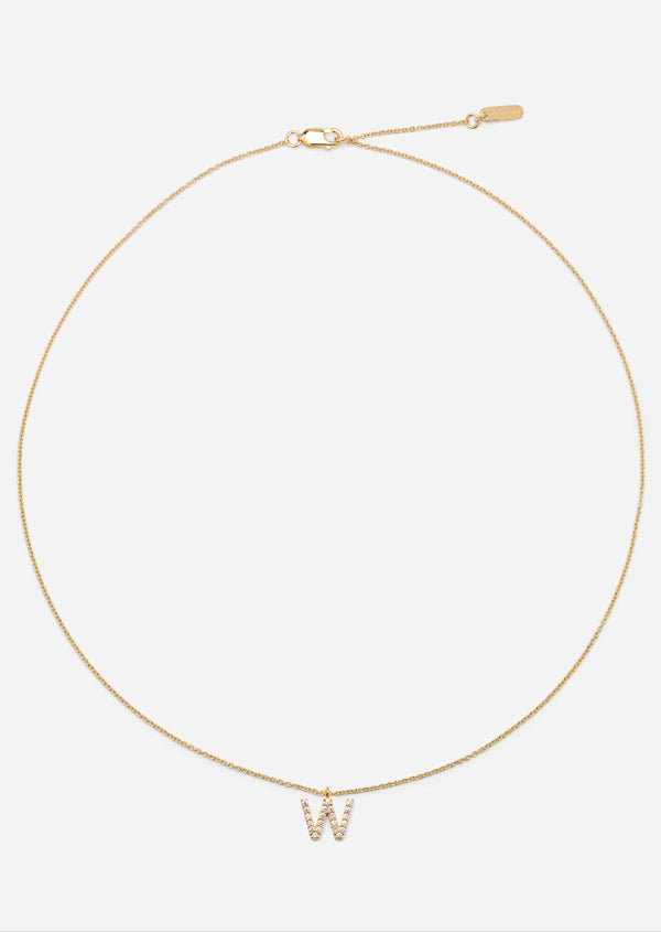 Pavé Letter - Gold Vermeil - W