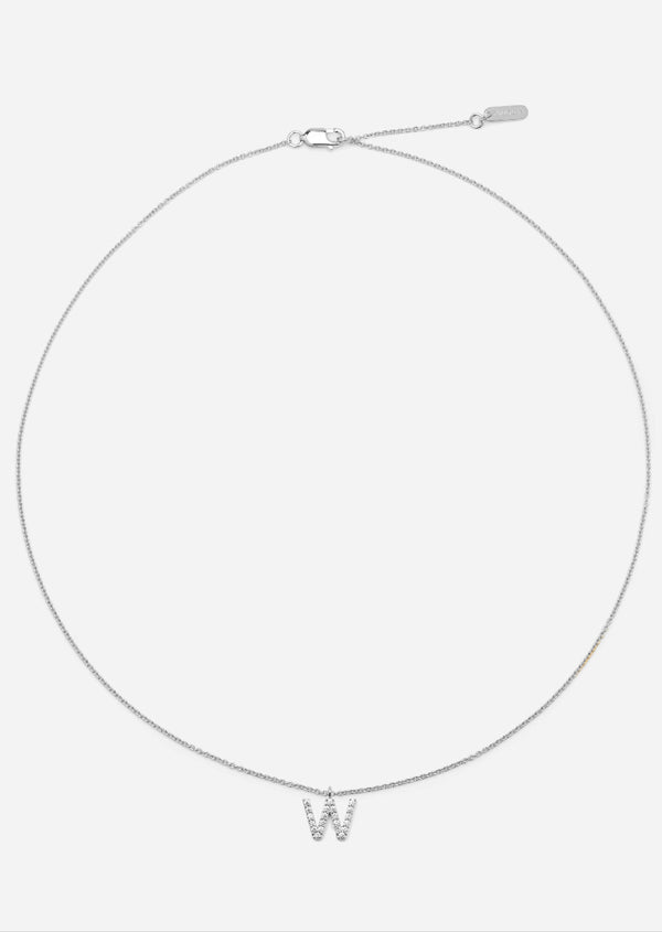 Pavé Letter - Sterling Silver - W