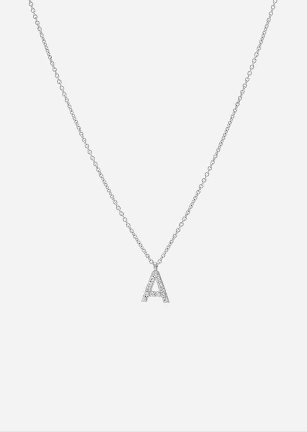 Pavé Letter - Sterling Silver - A