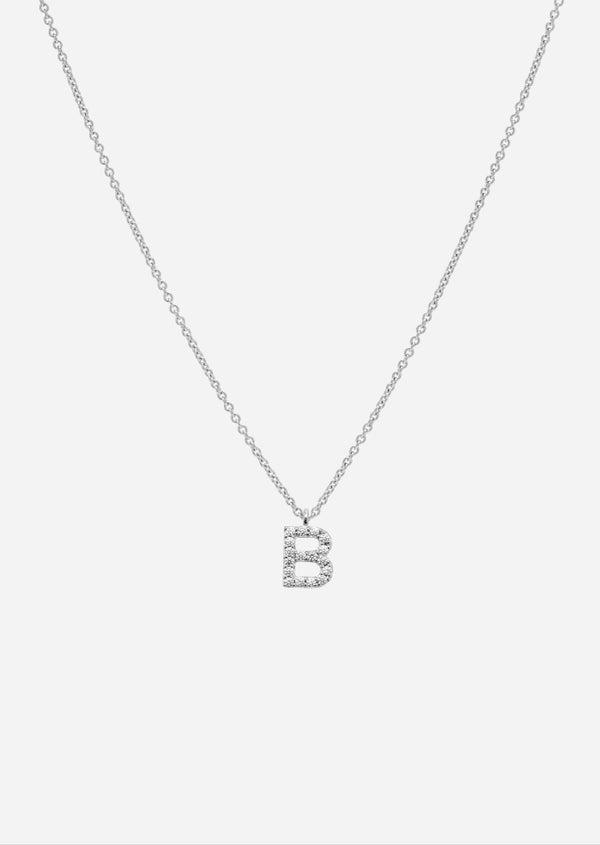 Pavé Letter - Sterling Silver - B
