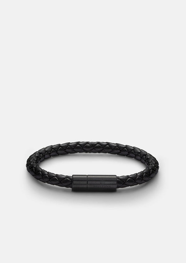 Leather Bracelet - Titanium Black / Black
