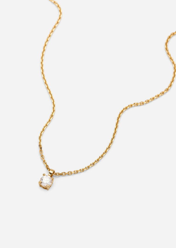 Solitaire Necklace - Gold Vermeil