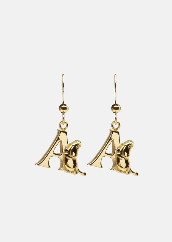 Moomin Alphabet Earring - Gold Plated - A