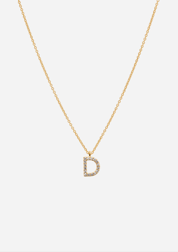 Pavé Letter - Gold Vermeil - D