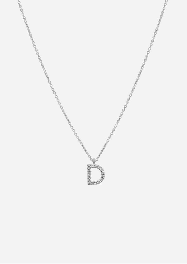 Pavé Letter - Sterling Silver - D