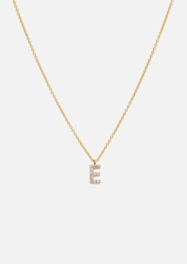 Pavé Letter - Gold Vermeil - E