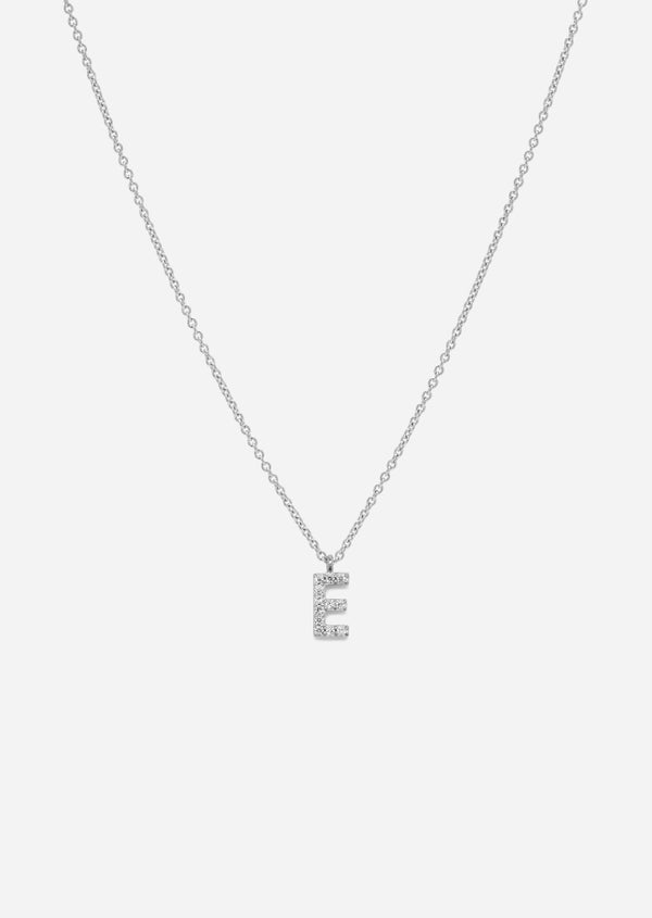 Pavé Letter - Sterling Silver - E
