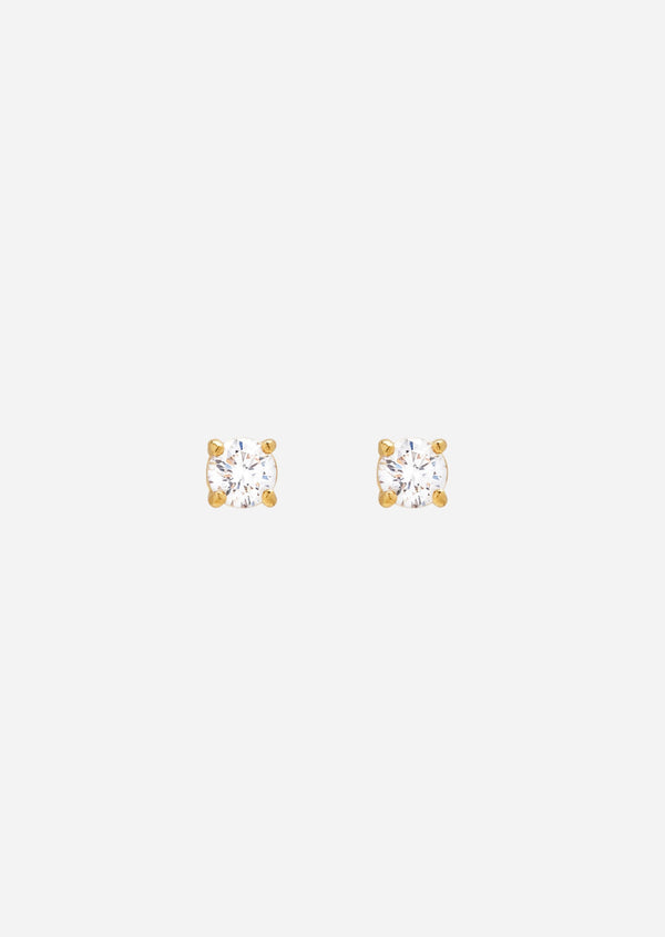 Solitaire Studs - Gold Vermeil