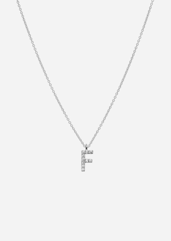 Pavé Letter - Sterling Silver - F