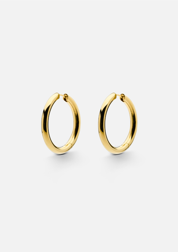 Simplicity Pave Hoop Earrings - Gold Plated - Large