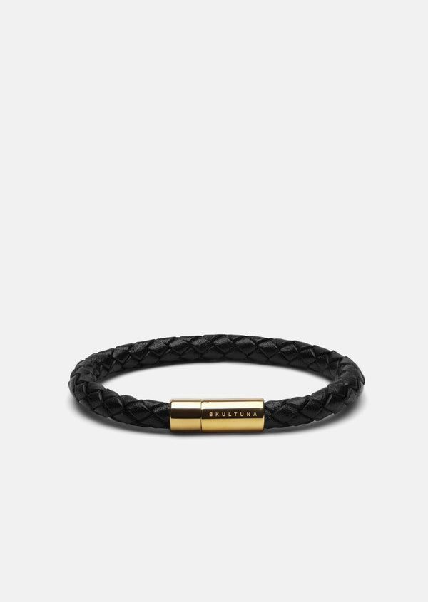 Leather Bracelet - Gold Plated / Black