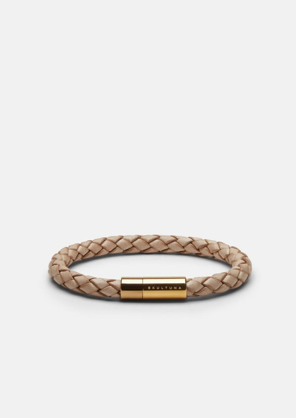 Leather Bracelet - Gold Plated / Natural