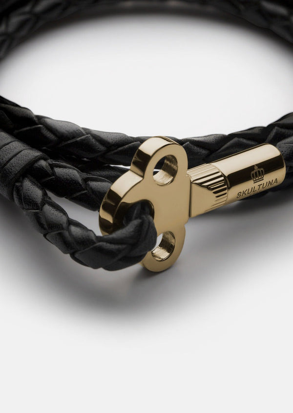 Key Leather Bracelet Gold - Black