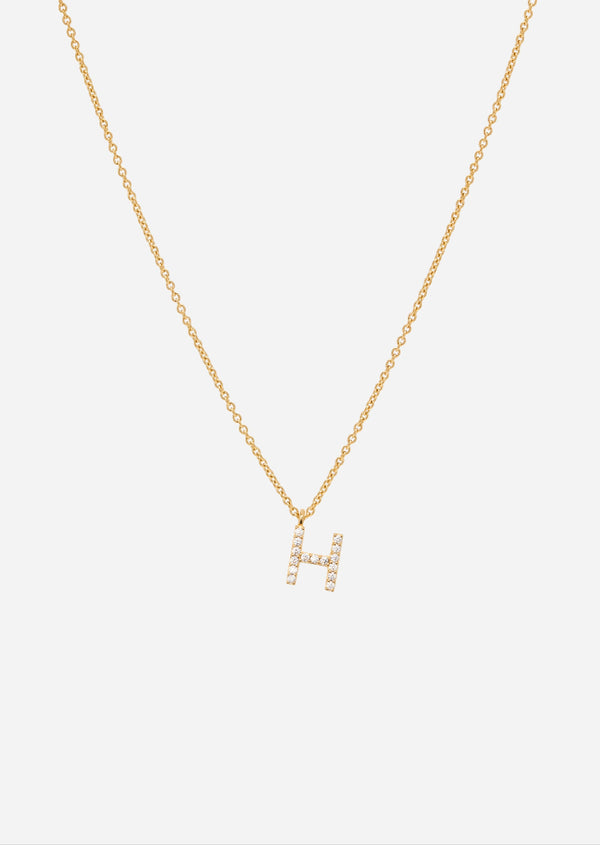 Pavé Letter - Gold Vermeil - H