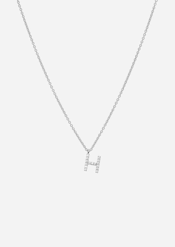 Pavé Letter - Sterling Silver - H