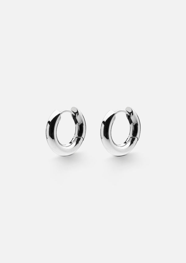 Simplicity Plain Hoop Earrings - Silver Plated - Small