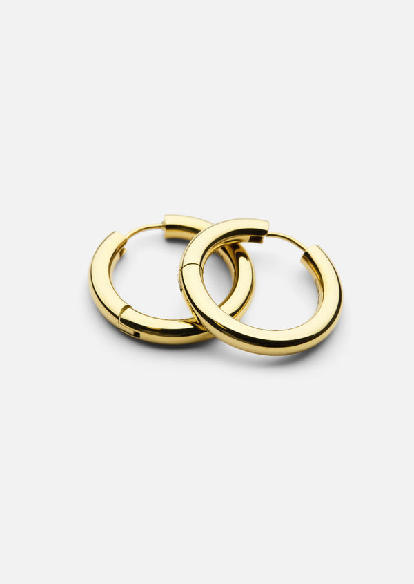 Simplicity Plain Hoop Earrings - Gold Plated - Medium