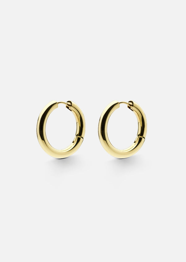 Simplicity Plain Hoop Earrings - Gold Plated - Medium