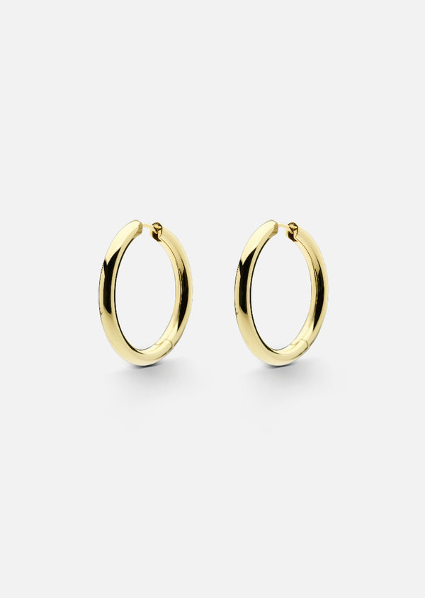 Simplicity Pave Hoop Earrings - Gold Plated - Large
