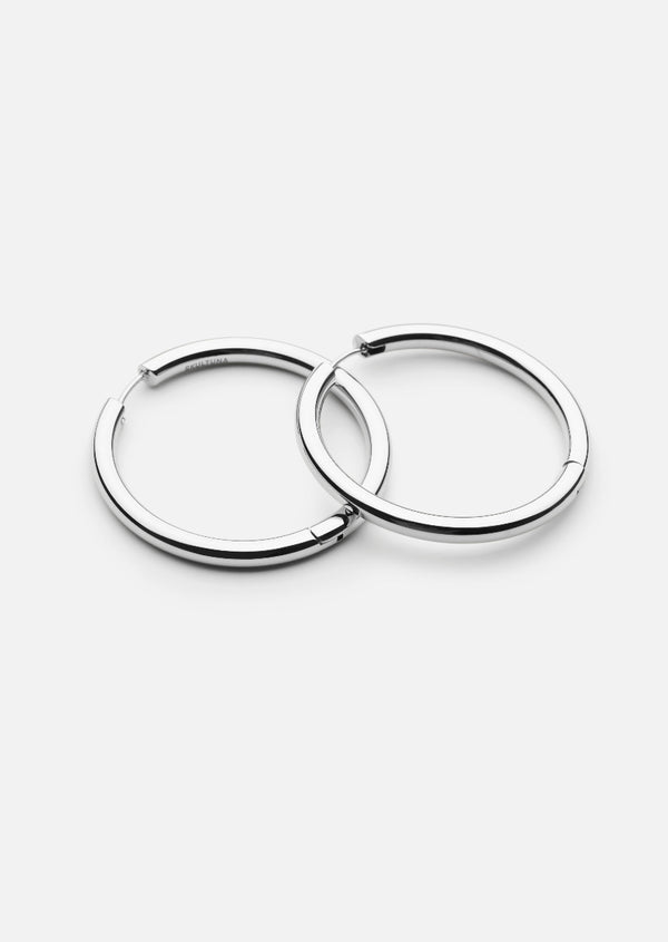Simplicity Plain Hoop Earrings - Silver Plated - XL