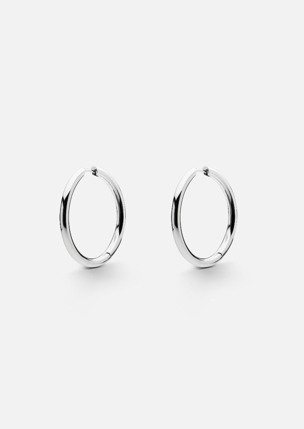 Simplicity Plain Hoop Earrings - Silver Plated - XL