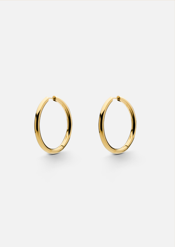 Simplicity Plain Hoop Earrings - Gold Plated - XL