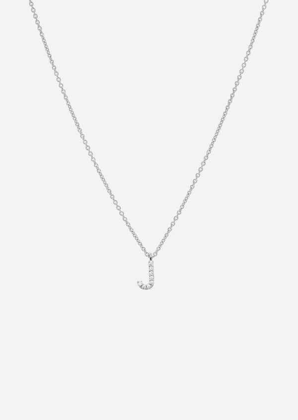 Pavé Letter - Sterling Silver - J