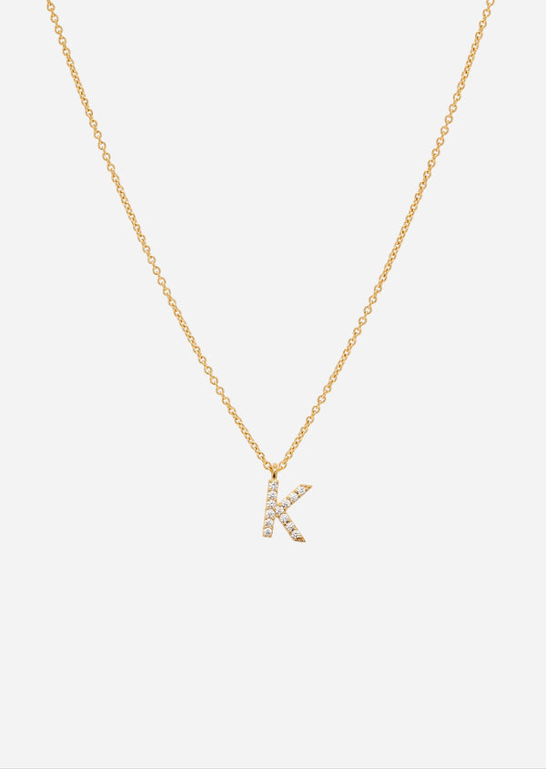 Pavé Letter - Gold Vermeil - K