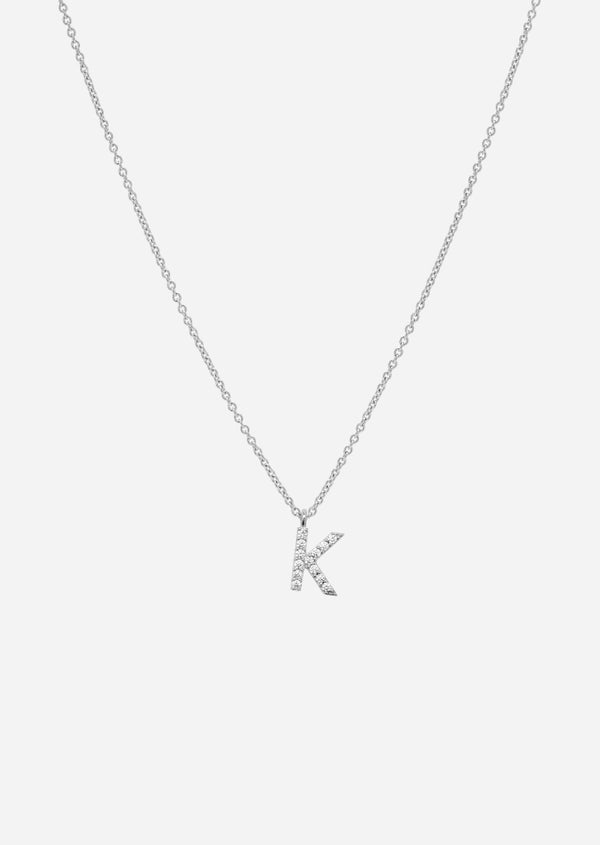 Pavé Letter - Sterling Silver - K