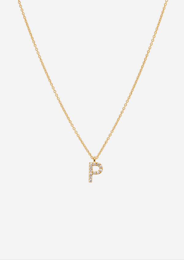 Pavé Letter - Gold Vermeil - P