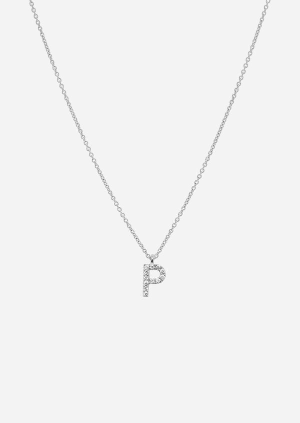 Pavé Letter - Sterling Silver - P