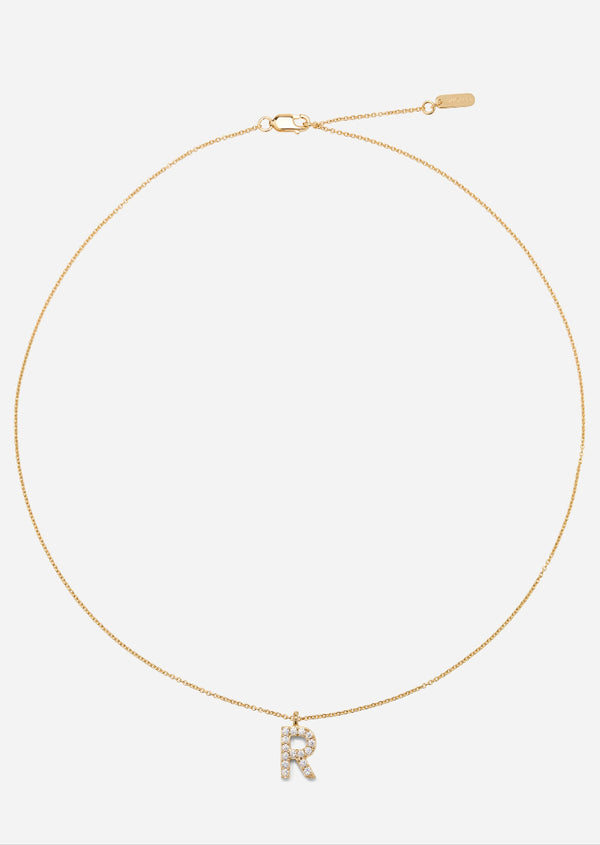 Pavé Letter - Gold Vermeil - R