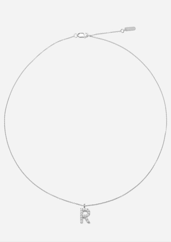 Pavé Letter - Sterling Silver - R