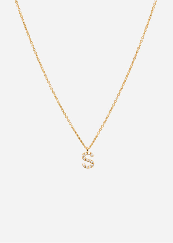Pavé Letter - Gold Vermeil - S