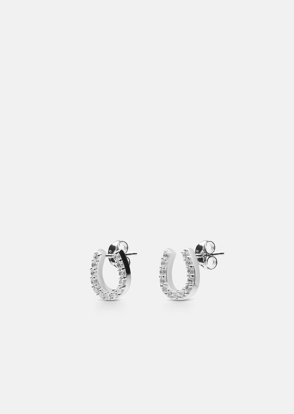 Skultuna Pavé Series - Sterling Silver - Horse Shoe Earrings