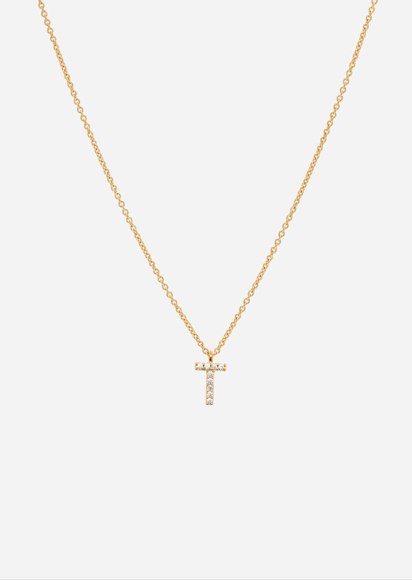 Pavé Letter - Gold Vermeil - T