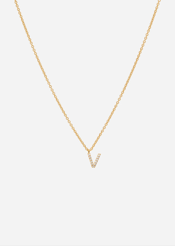 Pavé Letter - Gold Vermeil - V
