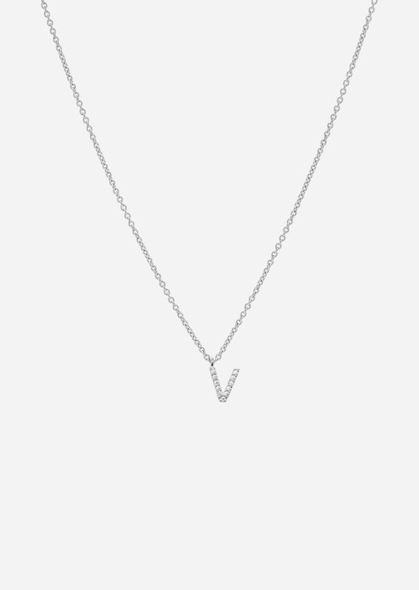 Pavé Letter - Sterling Silver - V