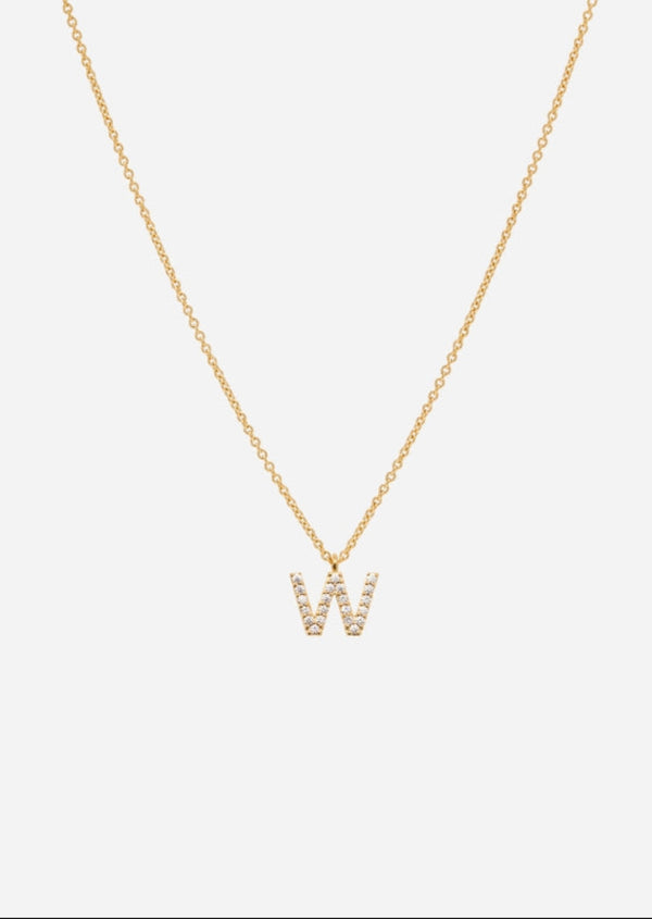 Pavé Letter - Gold Vermeil - W