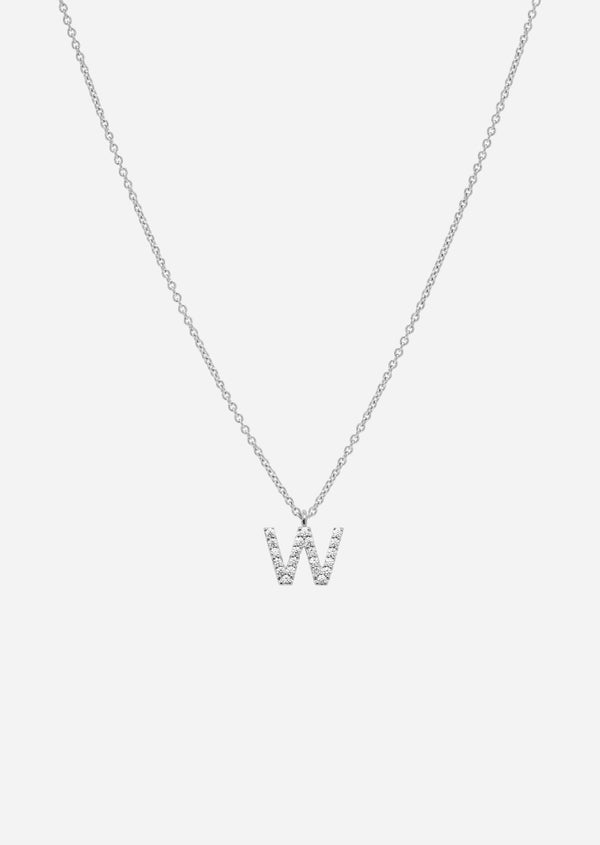 Pavé Letter - Sterling Silver - W
