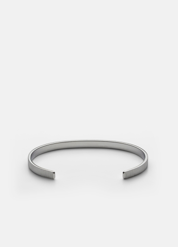 Ribbed Cuff Thin - Polished Steel
