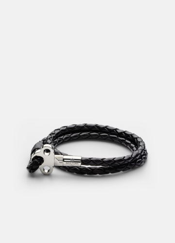 Key Leather Bracelet Silver - Black