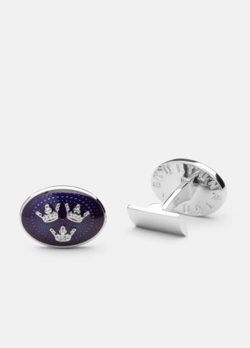 Three Crowns Cuff Links - Coat of arms of Sweden - Oval Silver plated