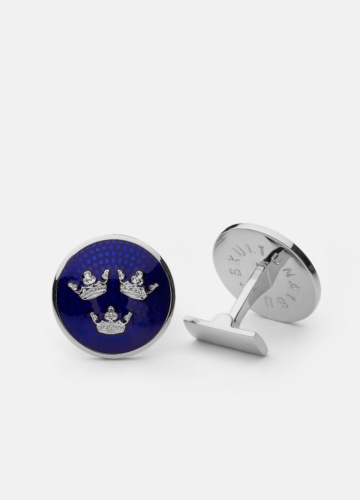 Three Crowns Cuff Links - Coat of arms of Sweden - Large Silver plated