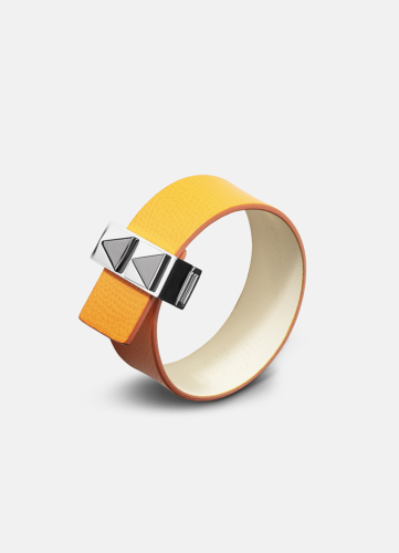 Clasp Rivets Thin Bracelet Silver - Orange
