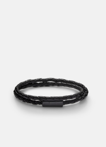 Leather Bracelet Thin Black - Black