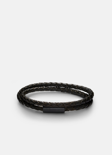 Leather Bracelet Thin - Titan Black / Dark Brown