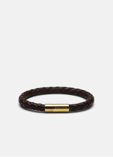 Leather Bracelet - Gold plated / Dark Brown