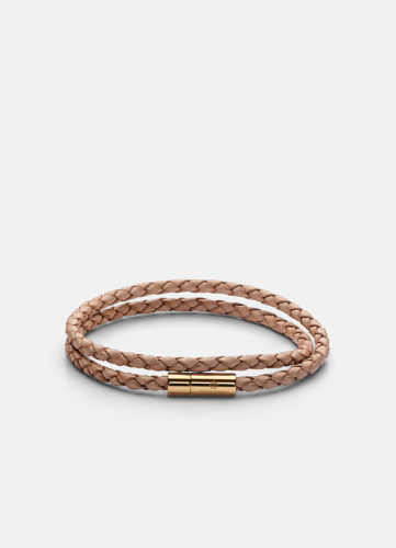 Leather Bracelet Thin - Gold plated / Natural