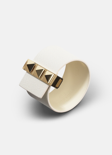 Clasp Rivets Bracelet Gold - White
